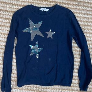 H&M embellished stars cotton long sleeve T-shirt girl 12-14